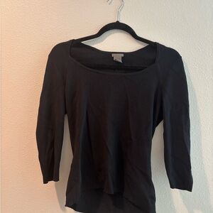 Ann Taylor Black Square Neck Blouse
